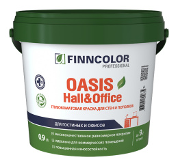 Моющаяся краска для стен и потолков OASIS HALL&OFFICE, 0,9л, Основа C - для колеровки в насыщенные тона — Finncolor для дома и ремонта, для внутренних работ