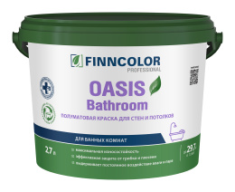 Finncolor Краска для влажных помещений OASIS BATHROOM 2,7л Основа C - для колеровки в насыщенные тона, по штукатурке, акриловая, водно-дисперсионная, матовая, колеруемая