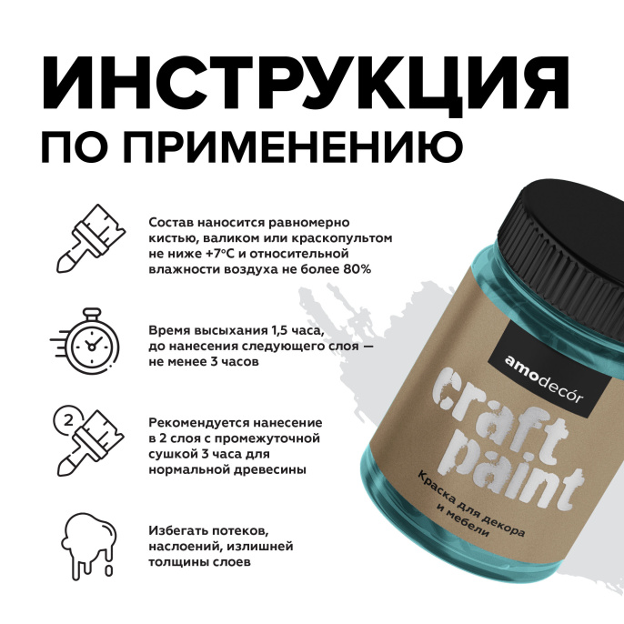 Меловая краска для мебели АМОdecor AMO 0,25 кг, Марианская впадина, профессиональное покрытие для дерева